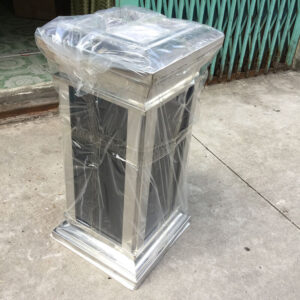 Thùng rác đá inox trắng