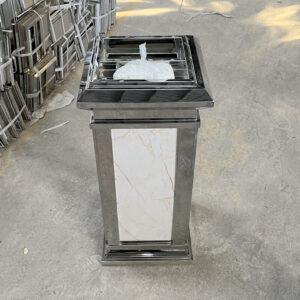 Thùng rác đá inox trắng