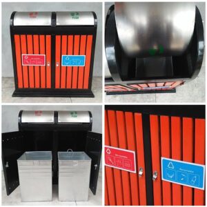 Thùng rác gỗ 2 ngăn