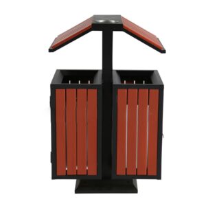 Thùng rác gỗ có mái chéo