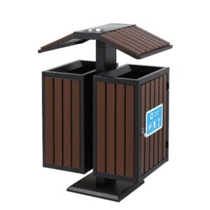 Thùng rác gỗ có mái chéo