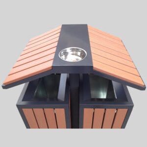 Thùng rác gỗ có mái chéo