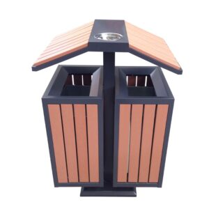 Thùng rác gỗ có mái chéo