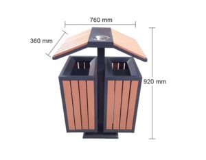 Thùng rác gỗ có mái chéo