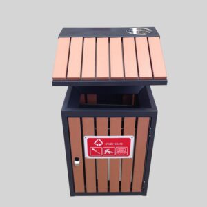 Thùng rác gỗ có mái chéo