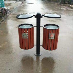 Thùng rác gỗ treo đôi