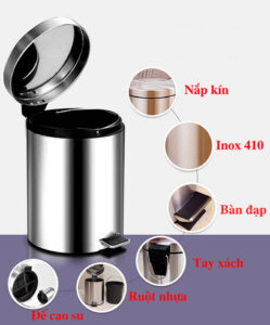 Thùng rác inox đạp chân