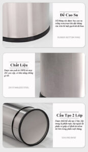 Thùng rác inox không nắp