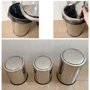Thùng rác inox nắp lật ø250