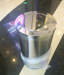 Thùng rác inox nắp lật ø380