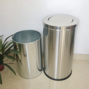 Thùng rác inox nắp lật ø380