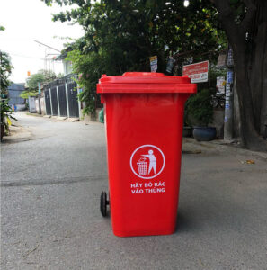 Thùng rác màu đỏ