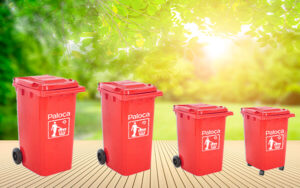 Thùng rác màu đỏ