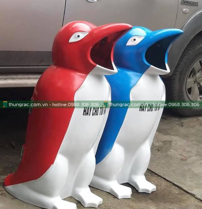 Thùng rác nhựa hình chim cánh cụt