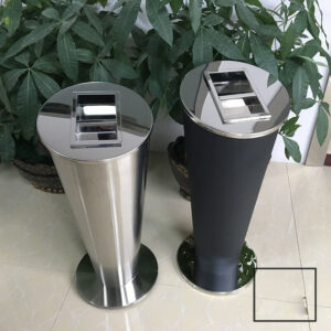 Thùng rác thép đế tròn có gạt tàn