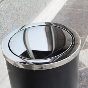 thùng rác thép phun sơn nắp inox trắng
