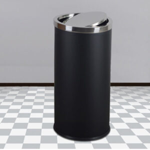 thùng rác thép phun sơn nắp inox trắng