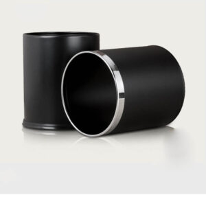 Thùng rác thép phun sơn viền inox trắng