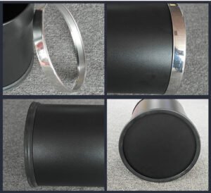 Thùng rác thép phun sơn viền inox trắng