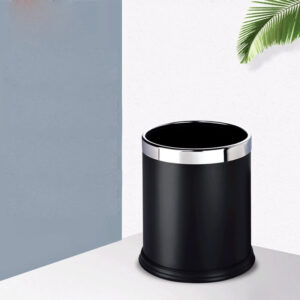 Thùng rác thép phun sơn viền inox trắng