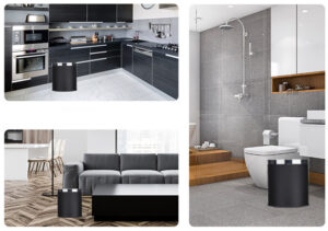 Thùng rác thép phun sơn viền inox trắng