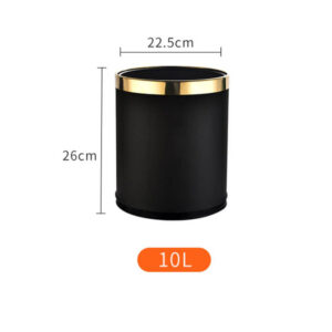 Thùng rác thép viền inox vàng