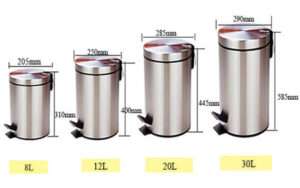 Tổng hợp một số kích thước của thùng rác bằng nhựa và inox